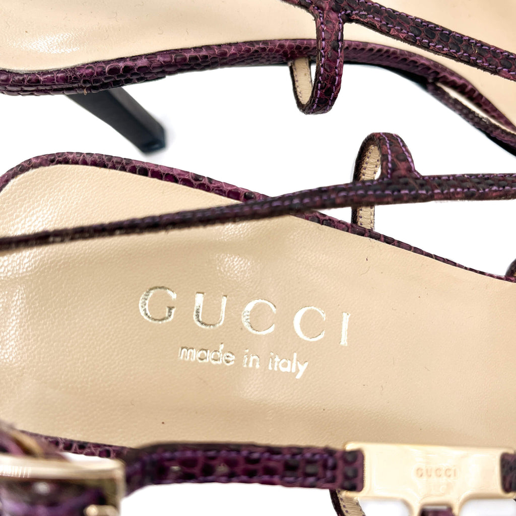Second hand Gucci High Heel Mule Leather 38 1/2 Prune - Tabita Bags