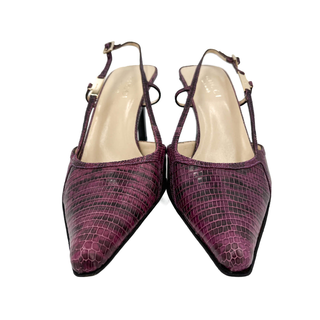Second hand Gucci High Heel Mule Leather 38 1/2 Prune - Tabita Bags