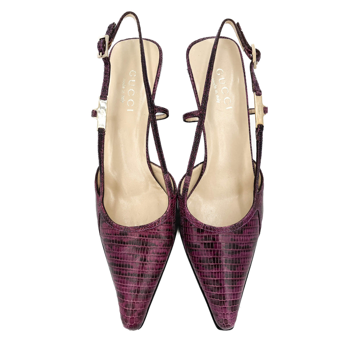 Second hand Gucci High Heel Mule Leather 38 1/2 Prune - Tabita Bags