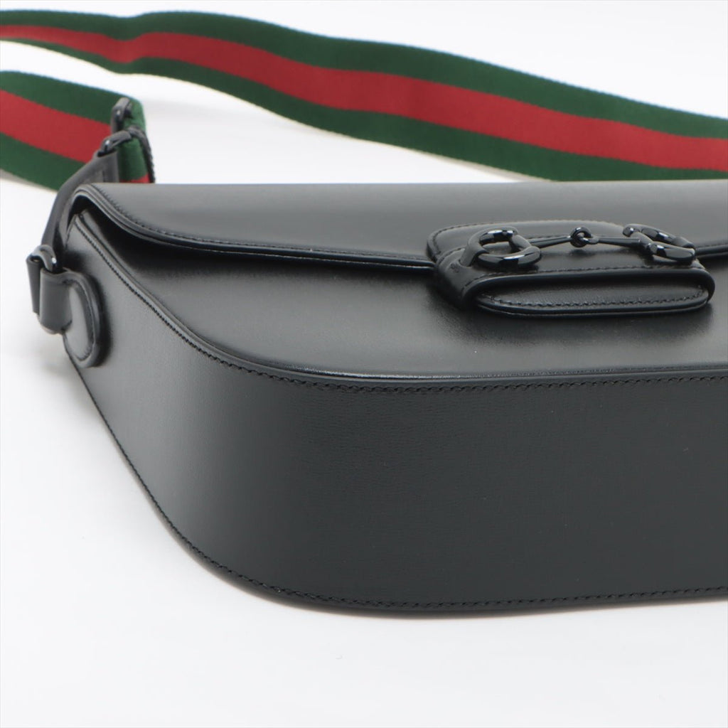 Second hand Gucci Horsebit 1955 Leather 2 - Ways Messenger Shoulder Bag Black - Tabita Bags