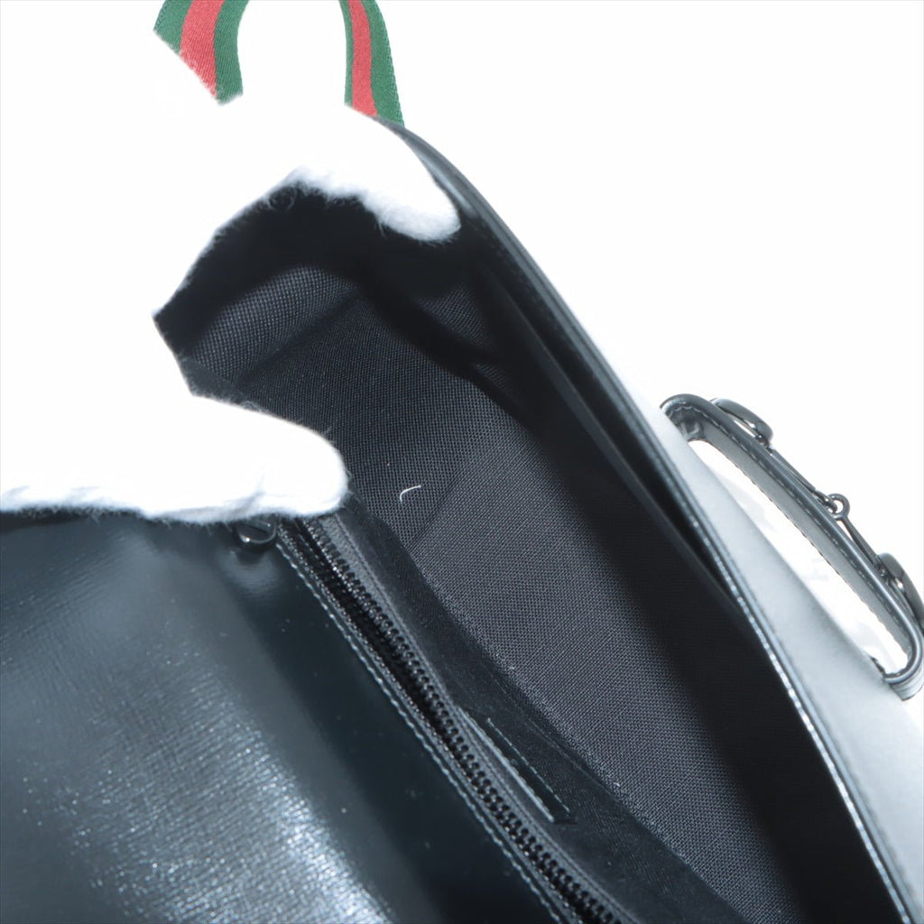Second hand Gucci Horsebit 1955 Leather 2 - Ways Messenger Shoulder Bag Black - Tabita Bags
