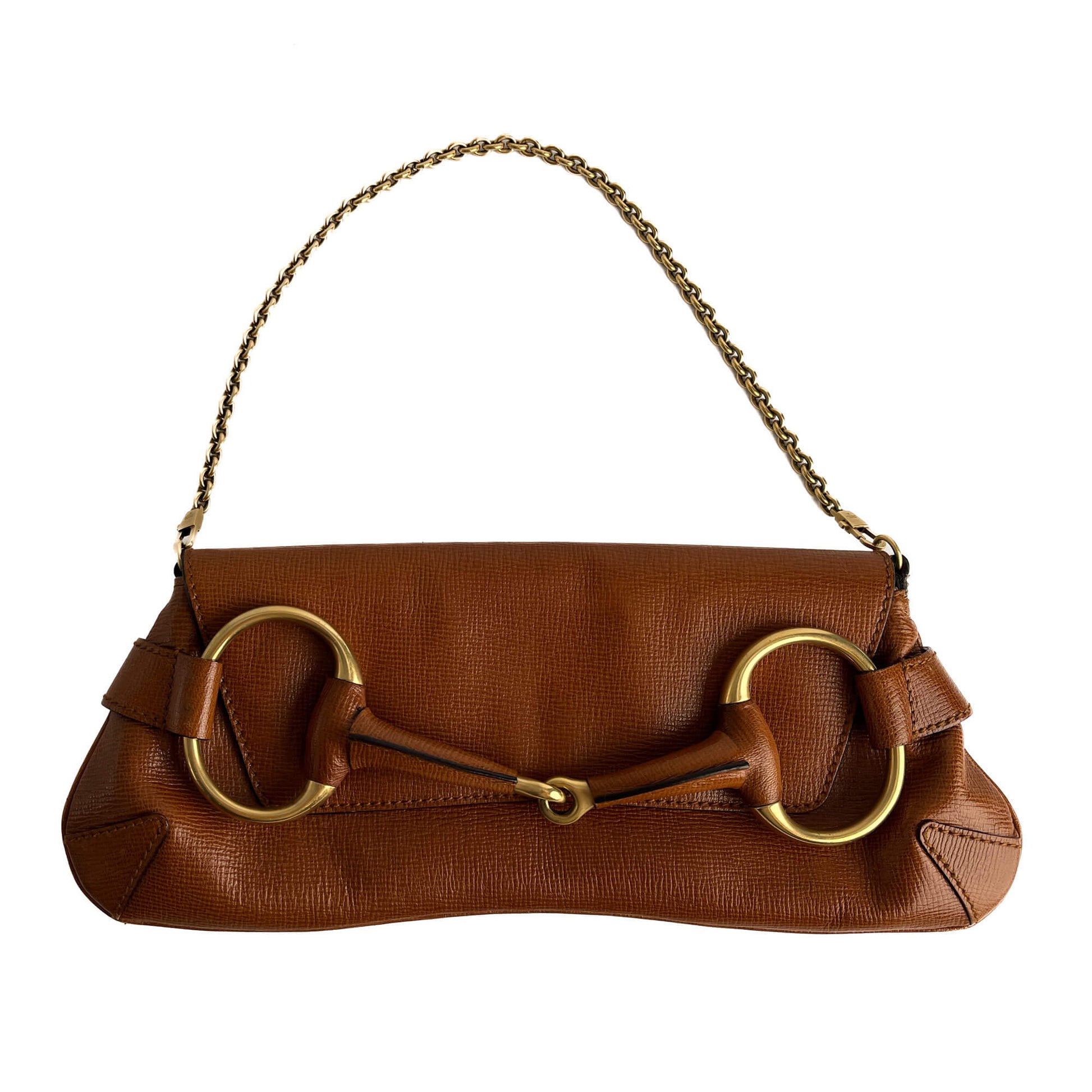 Second hand Gucci Horsebit 1955 Small Leather Baguette Shoulder Bag Brown - Tabita Bags