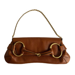 Second hand Gucci Horsebit 1955 Small Leather Baguette Shoulder Bag Brown - Tabita Bags