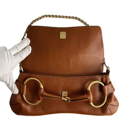Second hand Gucci Horsebit 1955 Small Leather Baguette Shoulder Bag Brown - Tabita Bags