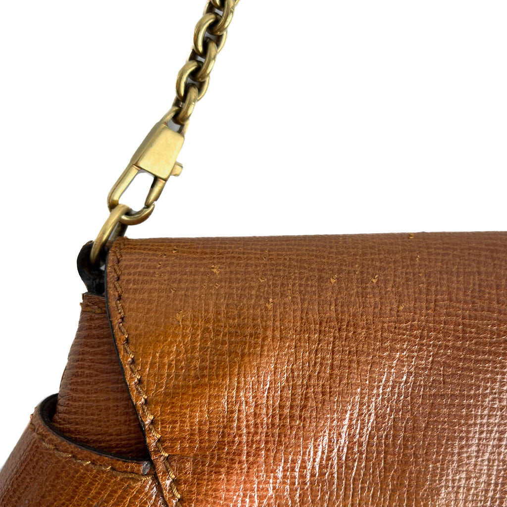 Second hand Gucci Horsebit 1955 Small Leather Baguette Shoulder Bag Brown - Tabita Bags