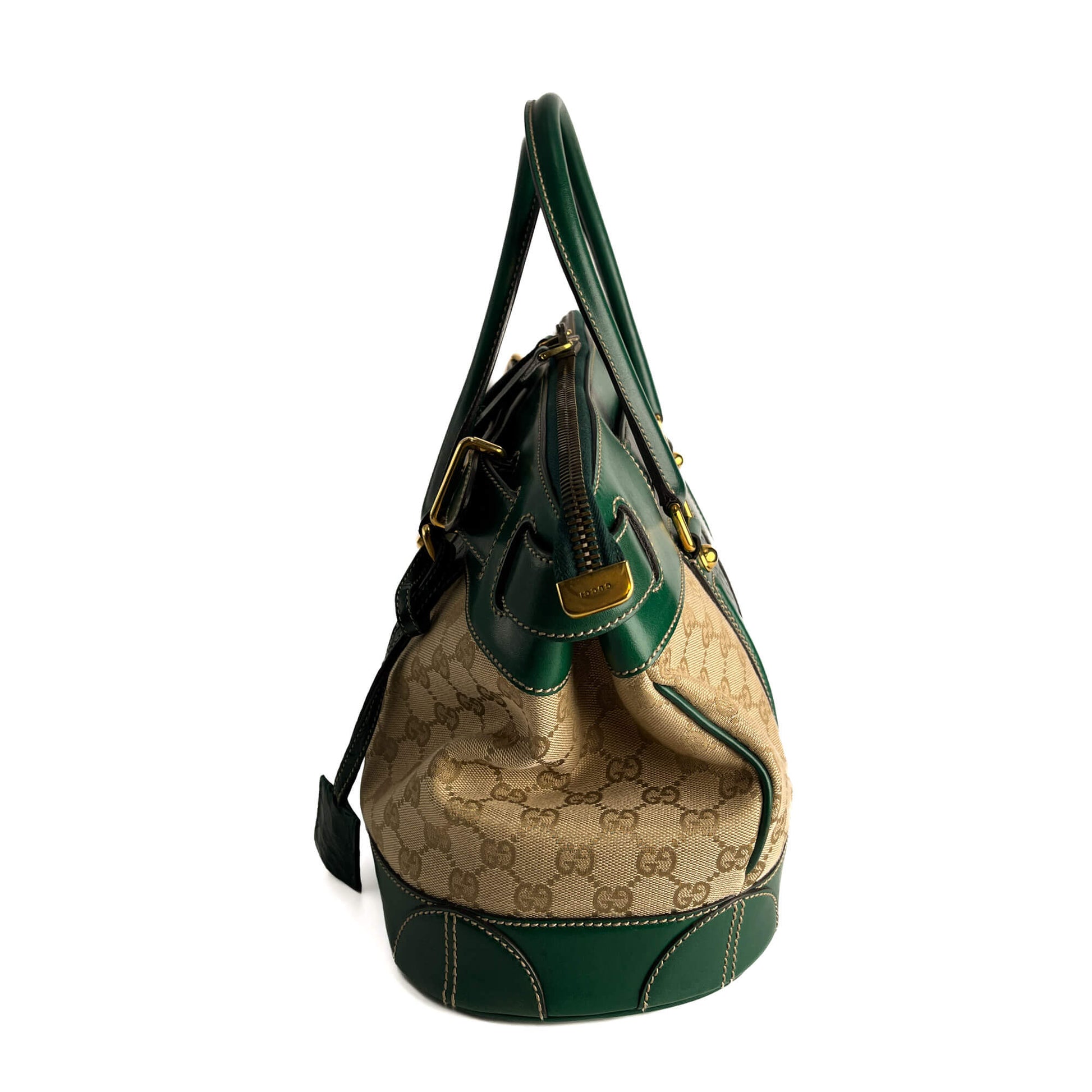 Second hand Gucci Horsebit Britt Boston Large Canvas Bowler Handbag GG Supreme - Tabita Bags