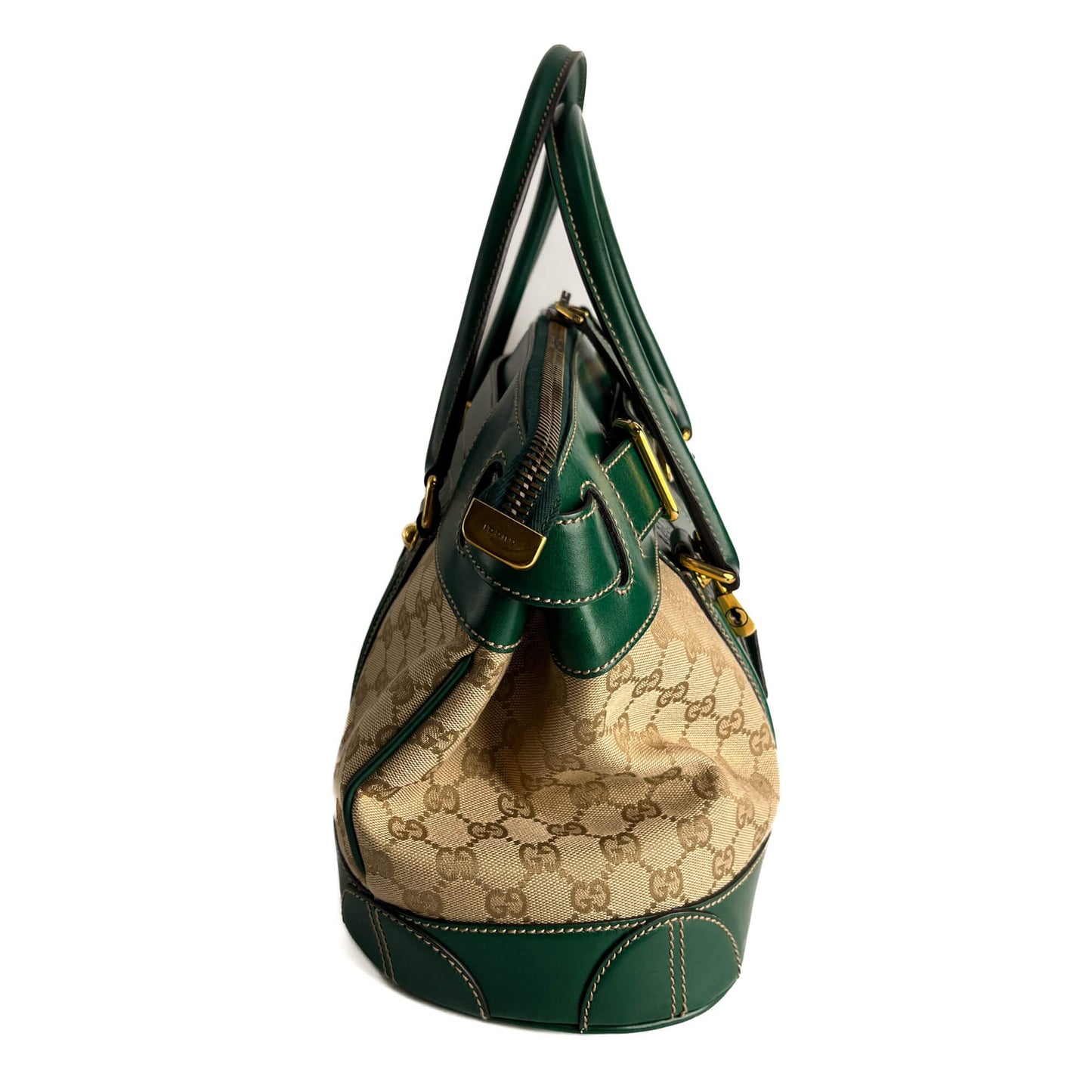 Second hand Gucci Horsebit Britt Boston Large Canvas Bowler Handbag GG Supreme - Tabita Bags