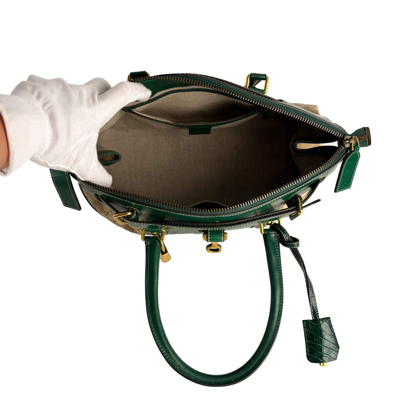 Second hand Gucci Horsebit Britt Boston Large Canvas Bowler Handbag GG Supreme - Tabita Bags