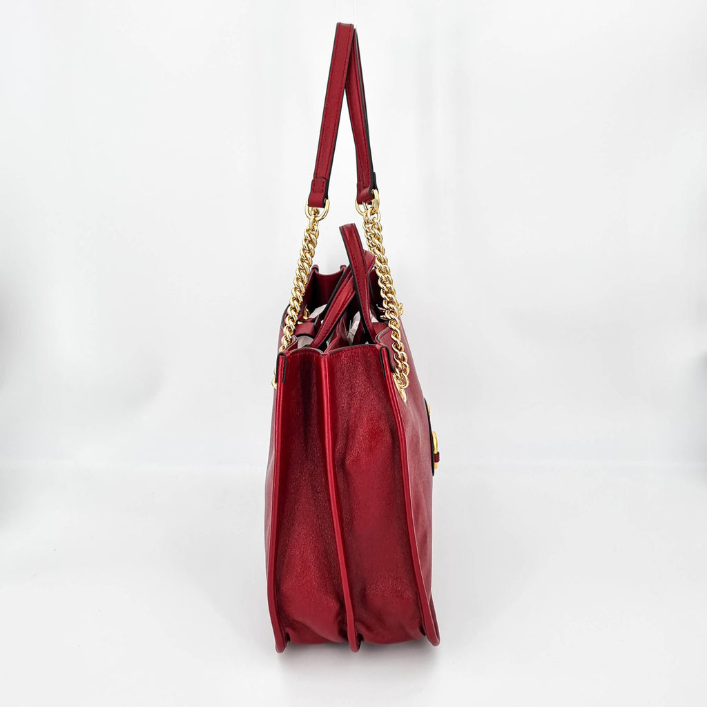 Second hand Gucci Horsebit Leather 2 - Ways Tote Shoulder Bag Red - Tabita Bags