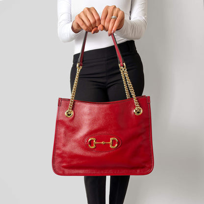 Second hand Gucci Horsebit Leather 2 - Ways Tote Shoulder Bag Red - Tabita Bags