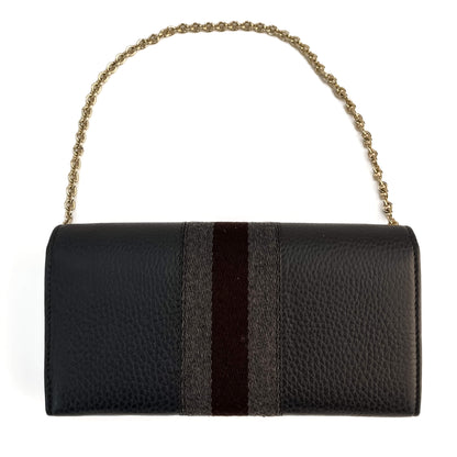 Second hand Gucci Horsebit Web Leather Wallet on Chain Handbag Grey - Tabita Bags