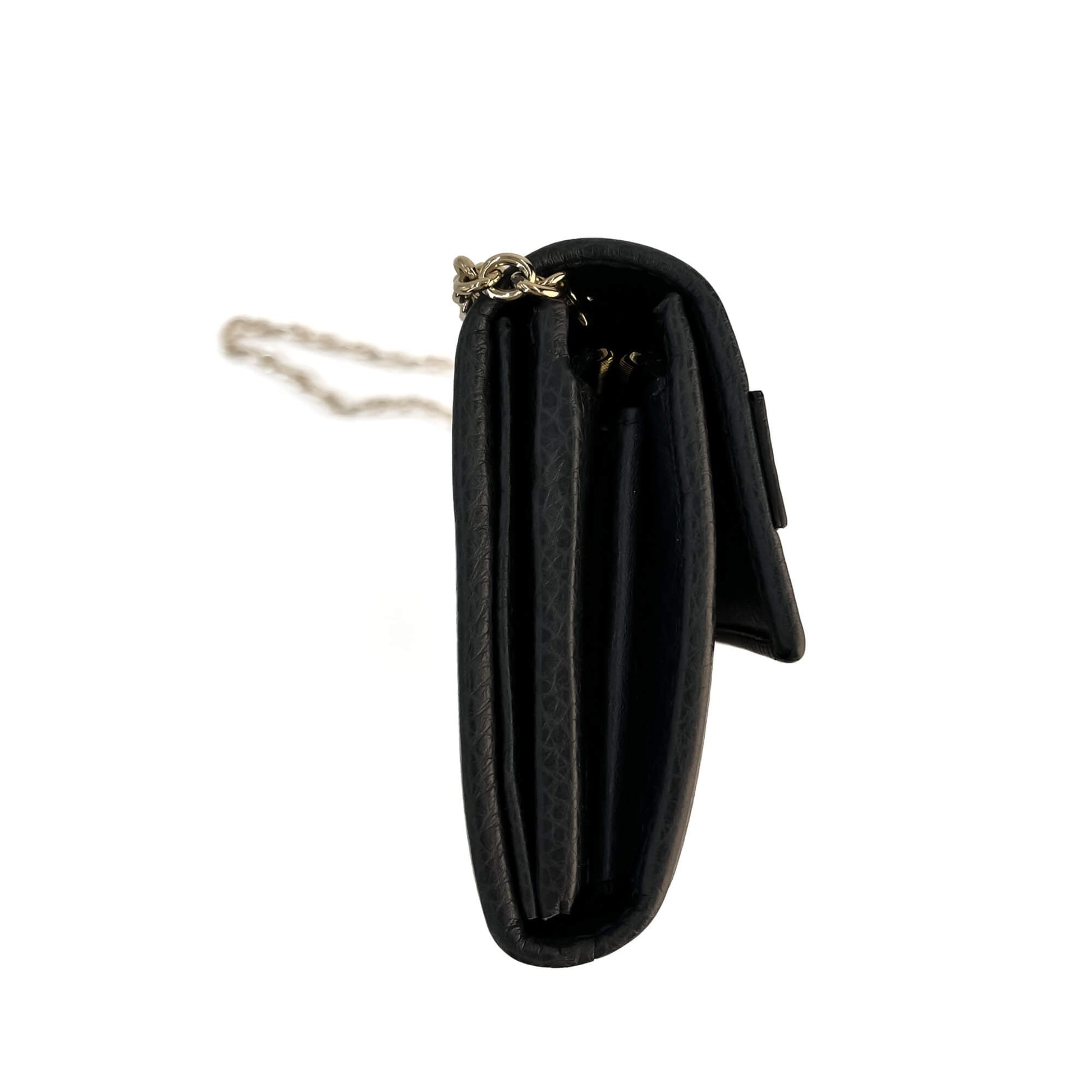 Second hand Gucci Horsebit Web Leather Wallet on Chain Handbag Grey - Tabita Bags