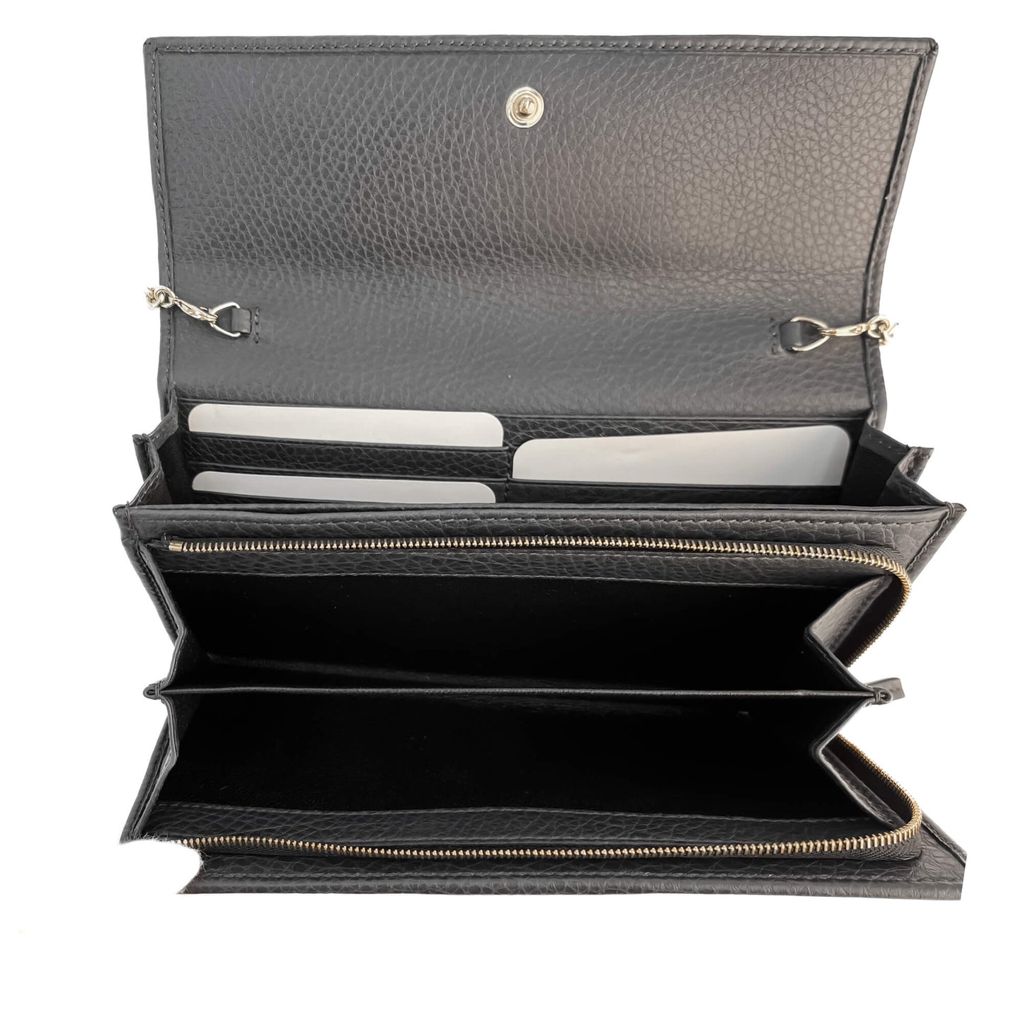 Second hand Gucci Horsebit Web Leather Wallet on Chain Handbag Grey - Tabita Bags