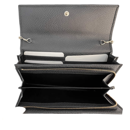 Second hand Gucci Horsebit Web Leather Wallet on Chain Handbag Grey - Tabita Bags