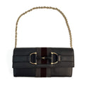 Second hand Gucci Horsebit Web Leather Wallet on Chain Handbag Grey - Tabita Bags