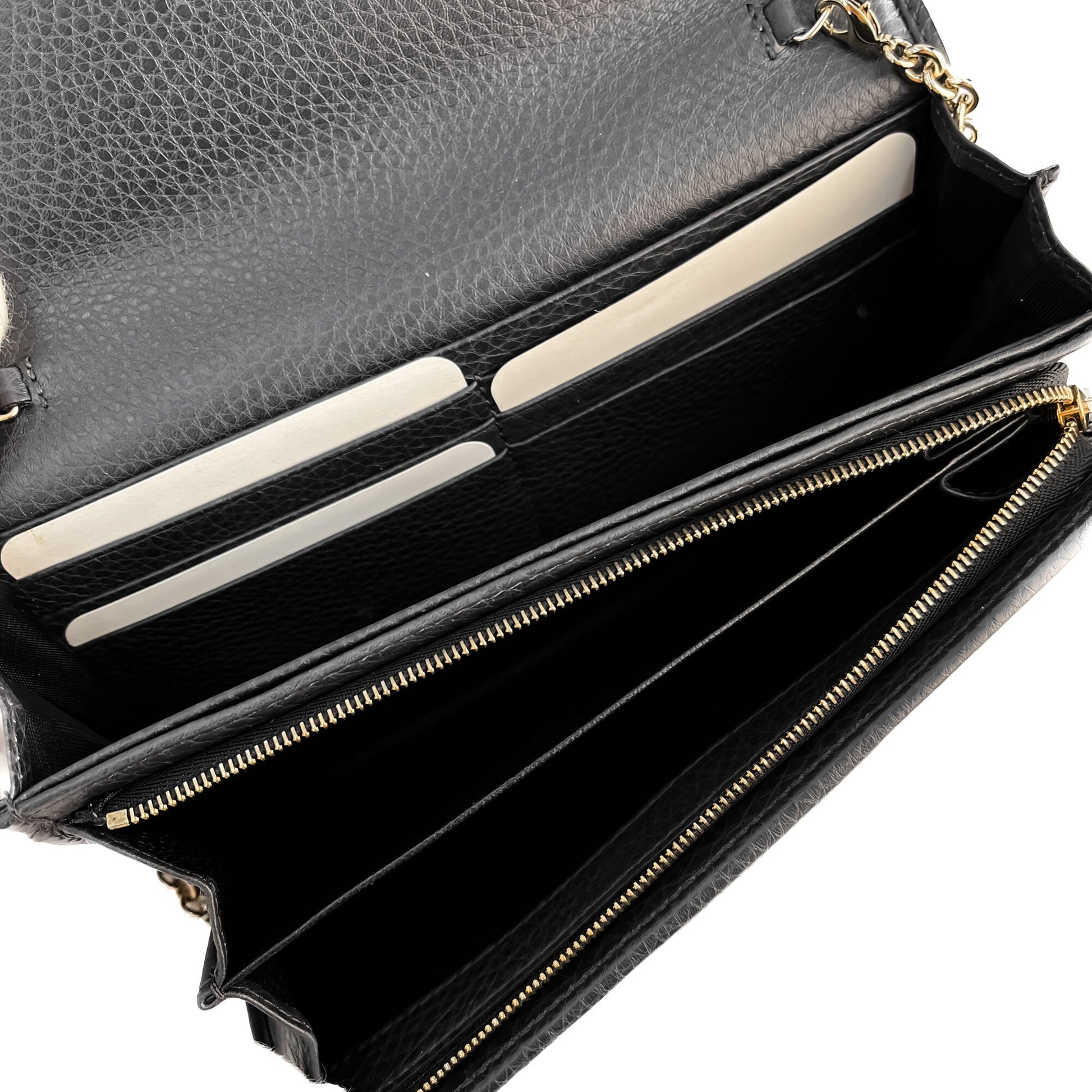 Second hand Gucci Horsebit Web Leather Wallet on Chain Handbag Grey - Tabita Bags