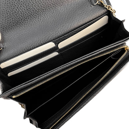 Second hand Gucci Horsebit Web Leather Wallet on Chain Handbag Grey - Tabita Bags