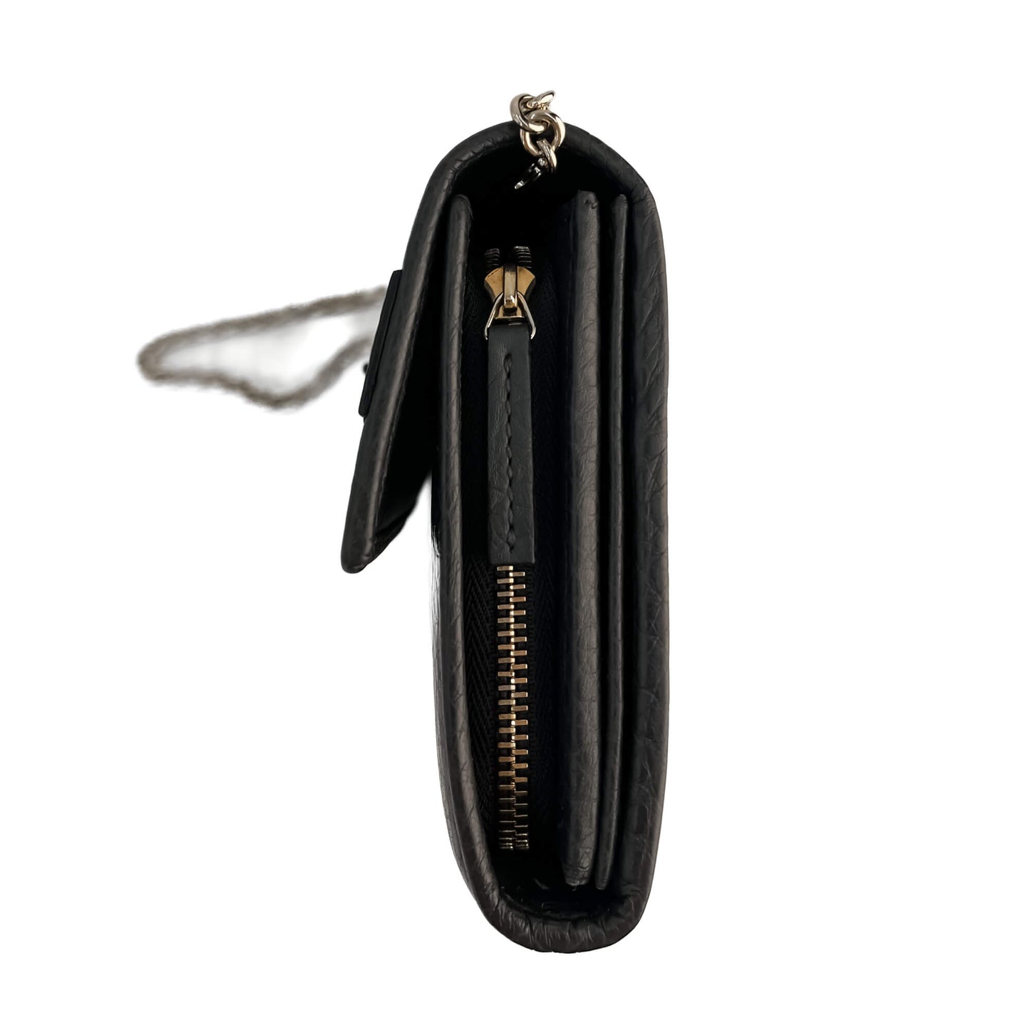 Second hand Gucci Horsebit Web Leather Wallet on Chain Handbag Grey - Tabita Bags