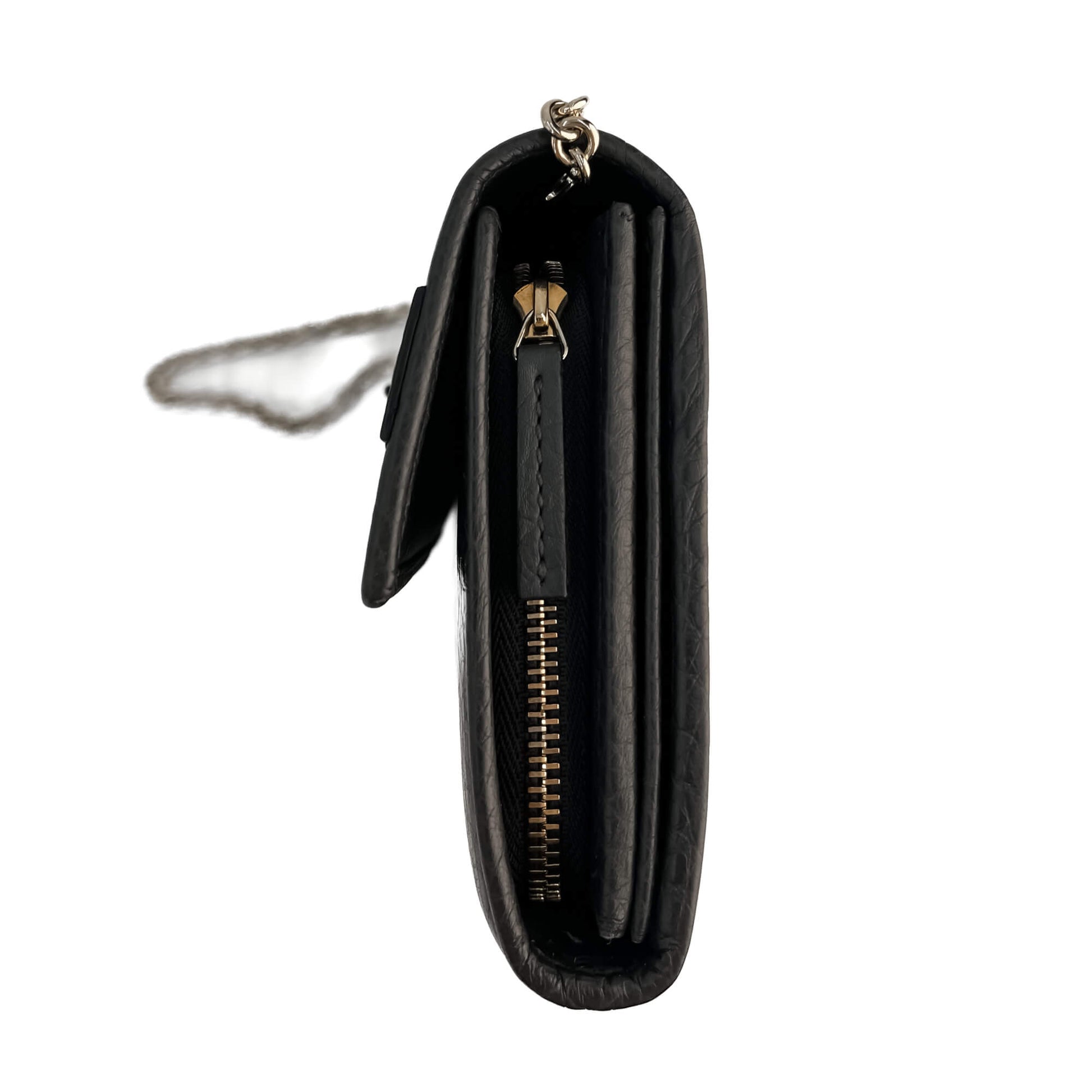 Second hand Gucci Horsebit Web Leather Wallet on Chain Handbag Grey - Tabita Bags