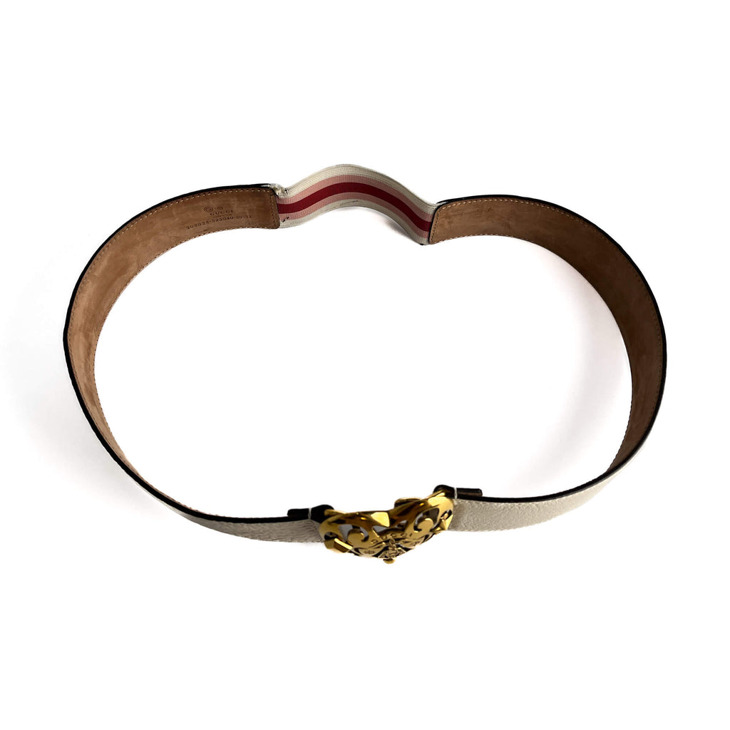 Second hand Gucci Hysteria Leather Wide Belt 80/32 White - Tabita Bags