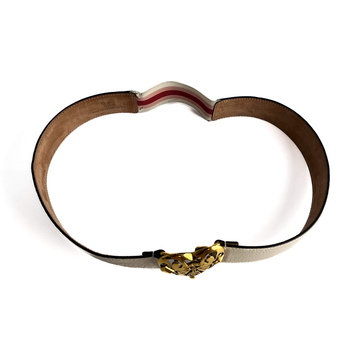 Second hand Gucci Hysteria Leather Wide Belt 80/32 White - Tabita Bags