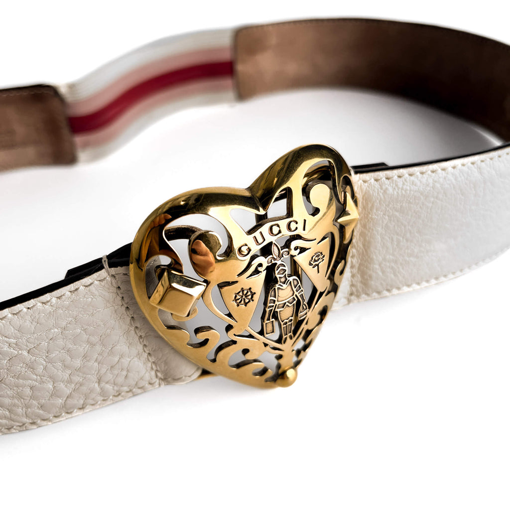 Second hand Gucci Hysteria Leather Wide Belt 80/32 White - Tabita Bags