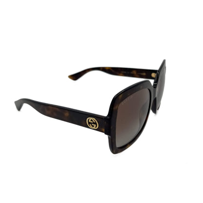 Second hand Gucci Interlocking Acetate Square Sunglasses Brown - Tabita Bags