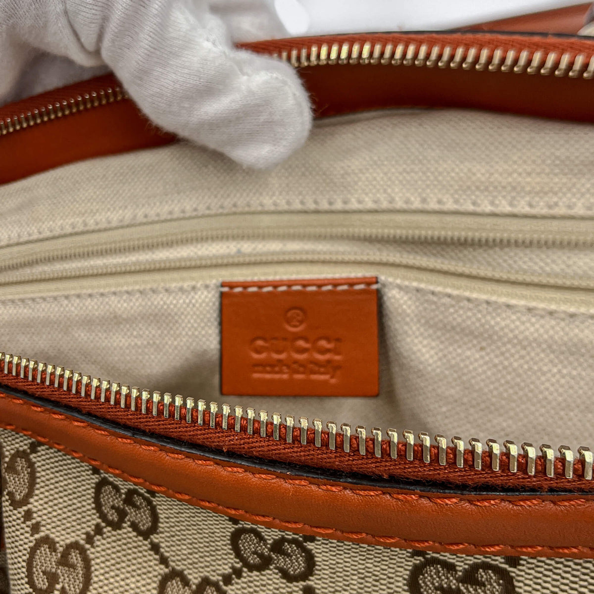 Second hand Gucci Interlocking Canvas 2 - Ways Trunk Shoulder Bag Orange - Tabita Bags