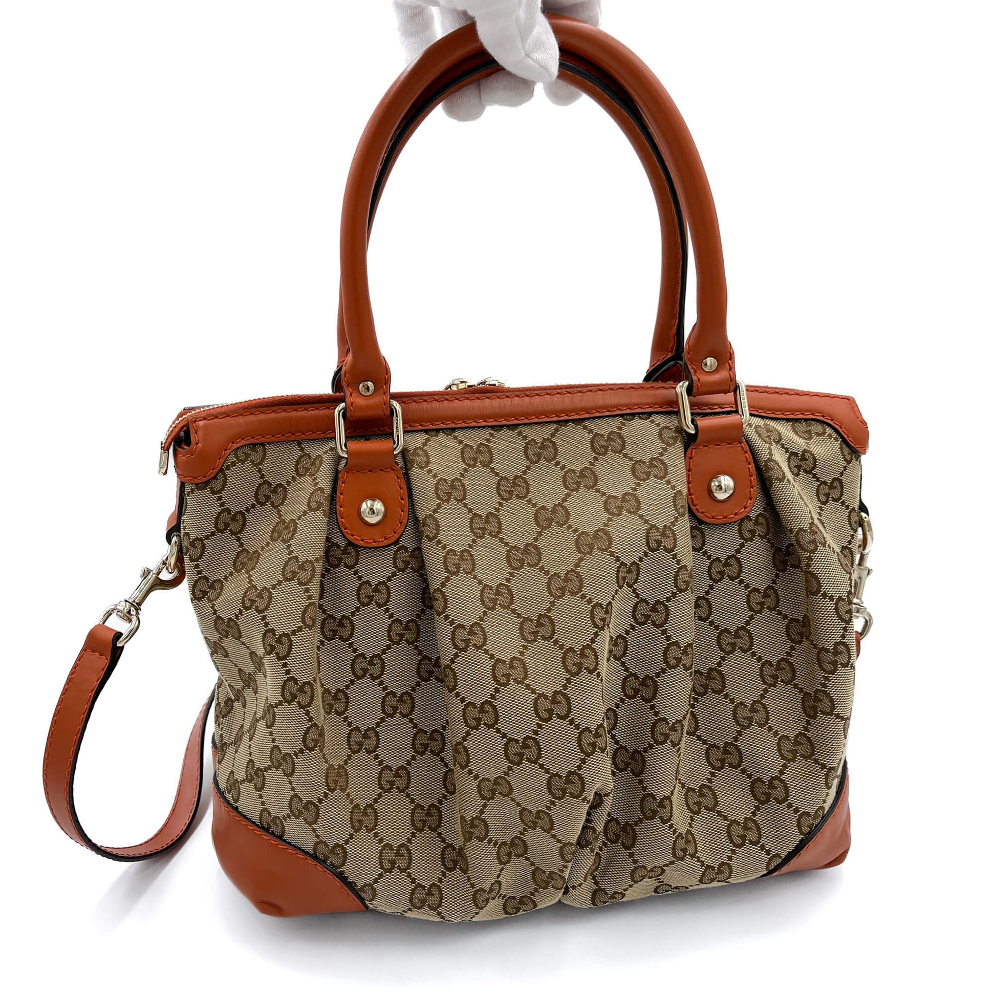 Second hand Gucci Interlocking Canvas 2 - Ways Trunk Shoulder Bag Orange - Tabita Bags