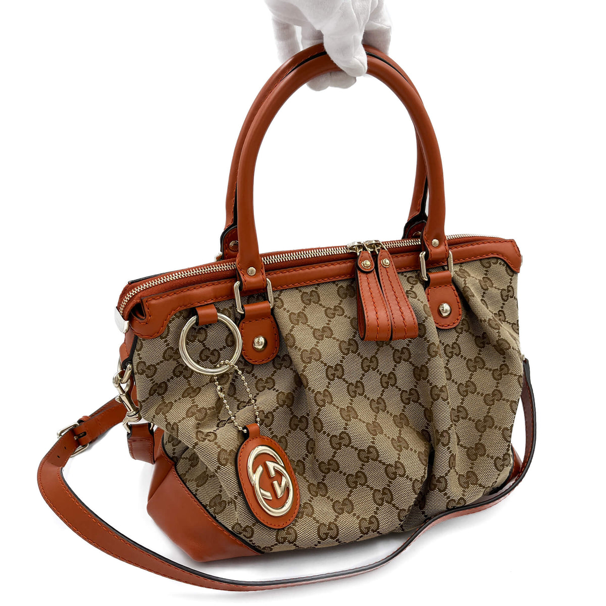 Second hand Gucci Interlocking Canvas 2 - Ways Trunk Shoulder Bag Orange - Tabita Bags
