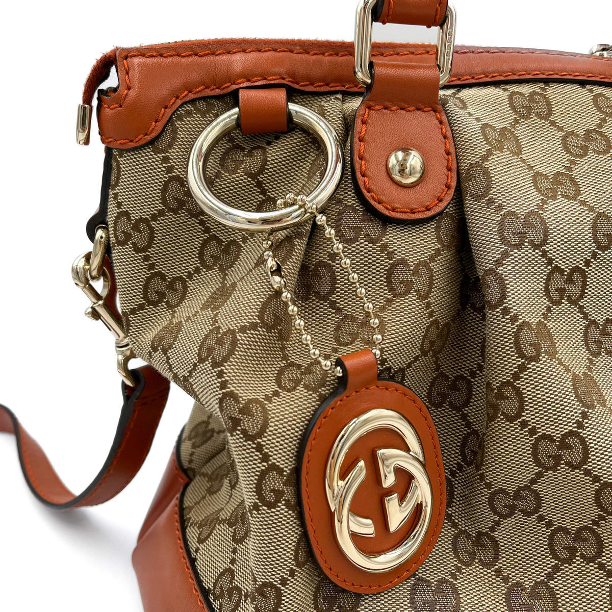 Second hand Gucci Interlocking Canvas 2 - Ways Trunk Shoulder Bag Orange - Tabita Bags