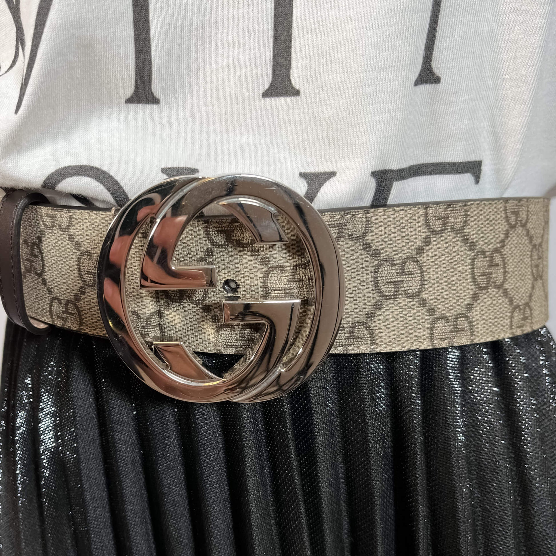 Second hand Gucci Interlocking GG Leather Medium Belt 90/36 GG Supreme - Tabita Bags