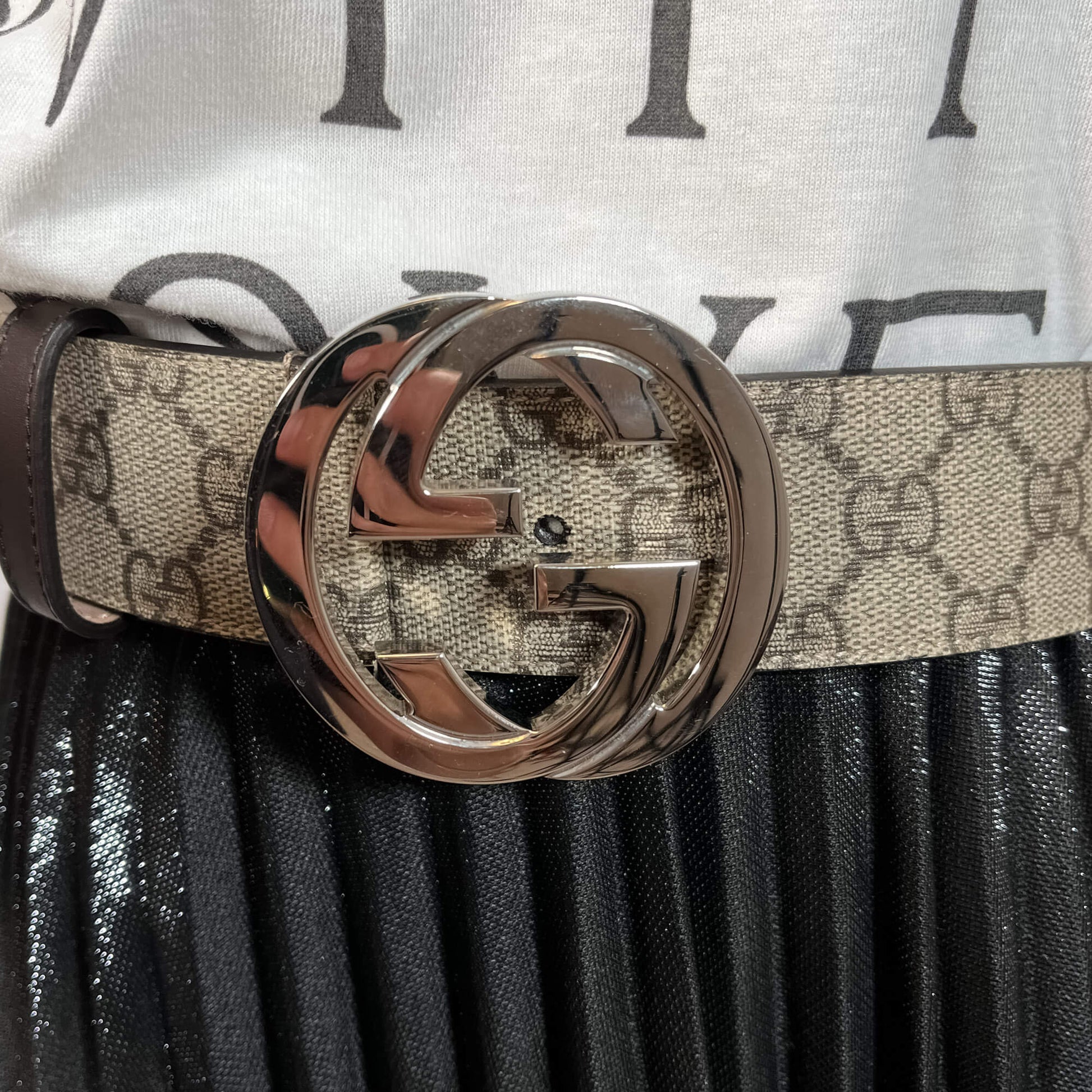 Second hand Gucci Interlocking GG Leather Medium Belt 90/36 GG Supreme - Tabita Bags