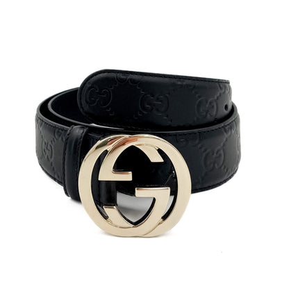 Second hand Gucci Interlocking GG Leather Medium Belt Black - Tabita Bags