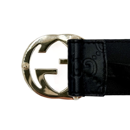 Second hand Gucci Interlocking GG Leather Medium Belt Black - Tabita Bags