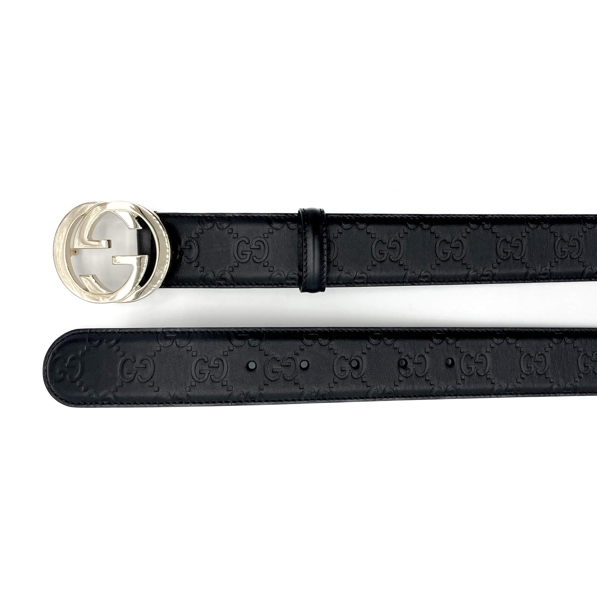 Second hand Gucci Interlocking GG Leather Medium Belt Black - Tabita Bags