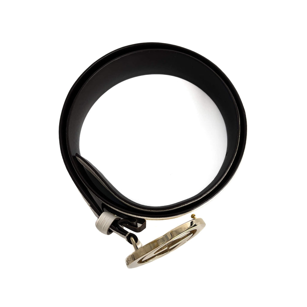 Second hand Gucci Interlocking GG Leather Wide Belt 90/36 Off - White - Tabita Bags