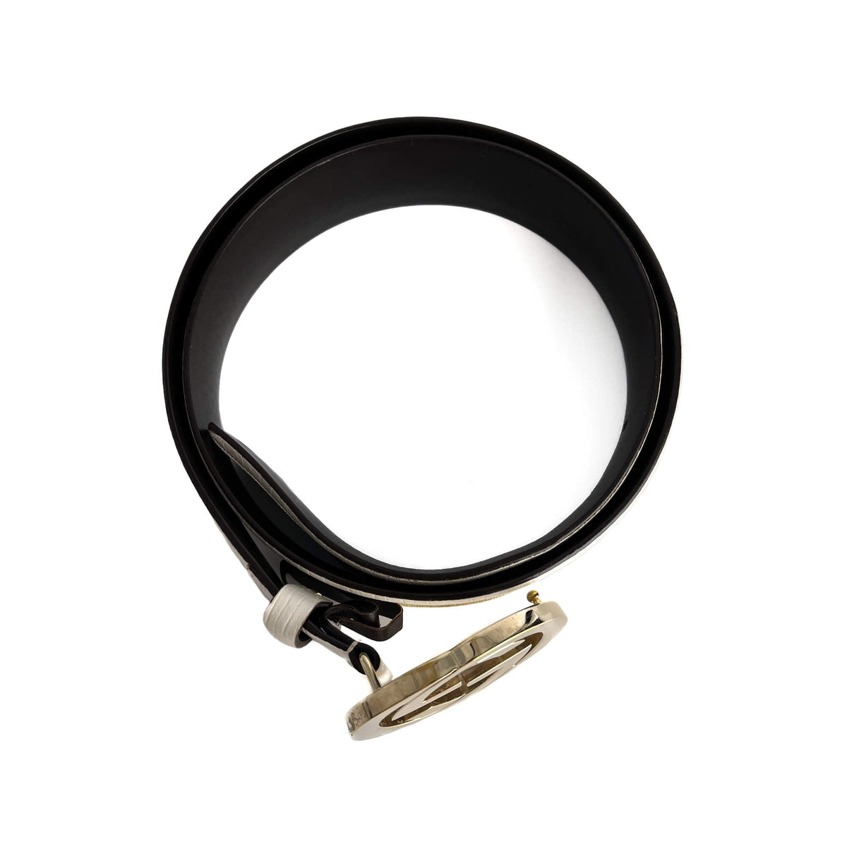 Second hand Gucci Interlocking GG Leather Wide Belt 90/36 Off - White - Tabita Bags