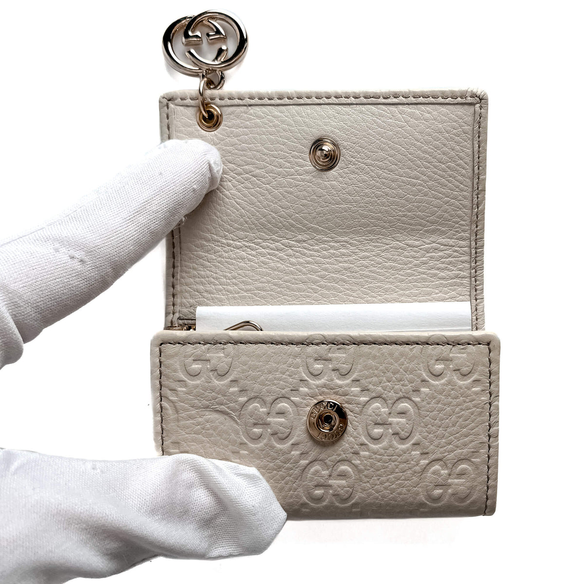 Second hand Gucci Interlocking Key Case Guccissima Leather Envelope Wallet GG Supreme - Tabita Bags