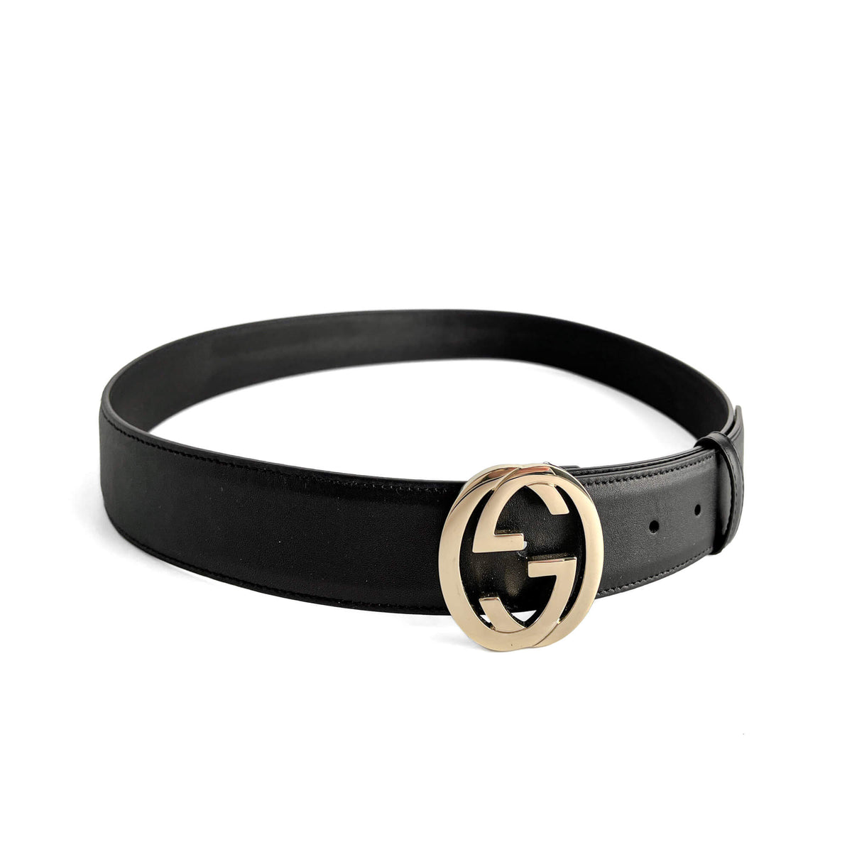 Second hand Gucci Interlocking Leather Medium Belt 95/38 Black - Tabita Bags