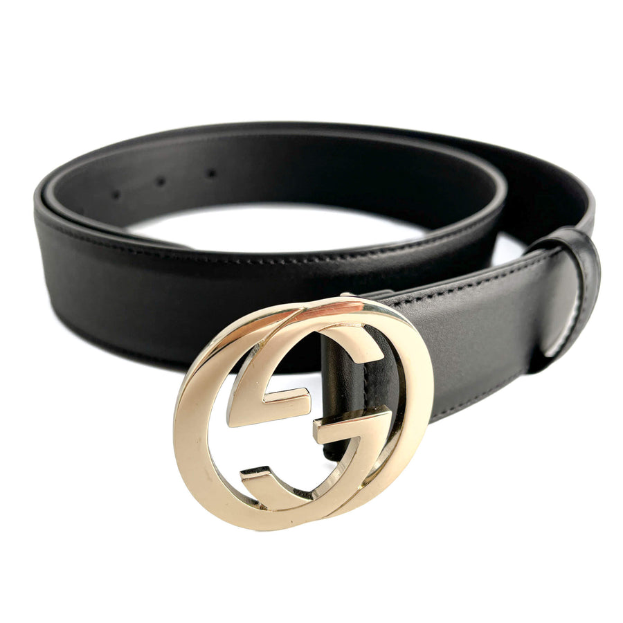 Second hand Gucci Interlocking Leather Medium Belt 95/38 Black - Tabita Bags