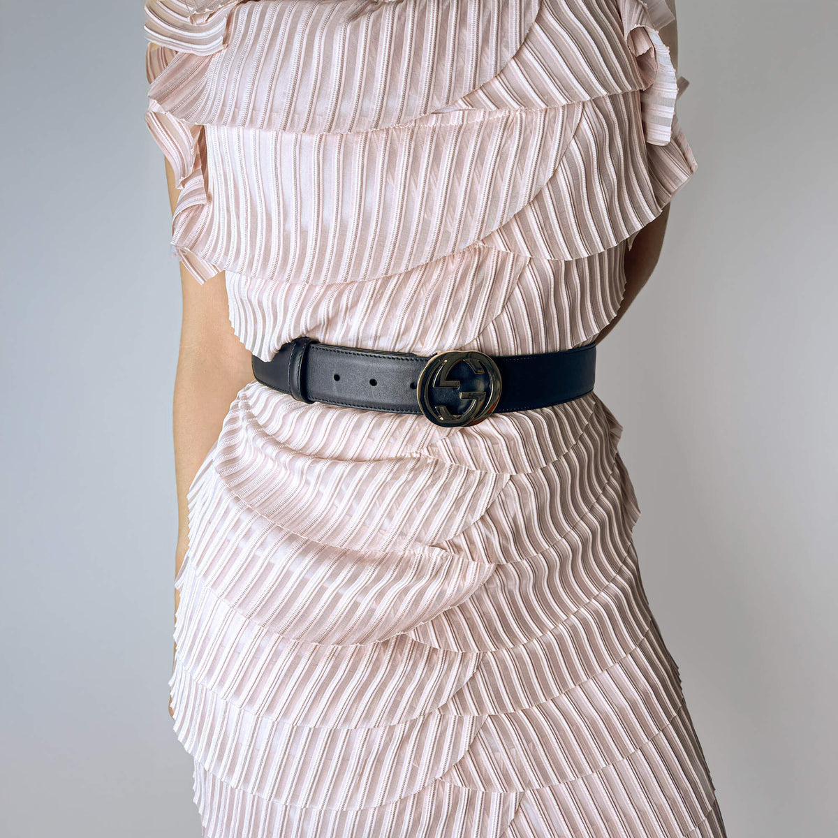 Second hand Gucci Interlocking Leather Medium Belt 95/38 Black - Tabita Bags