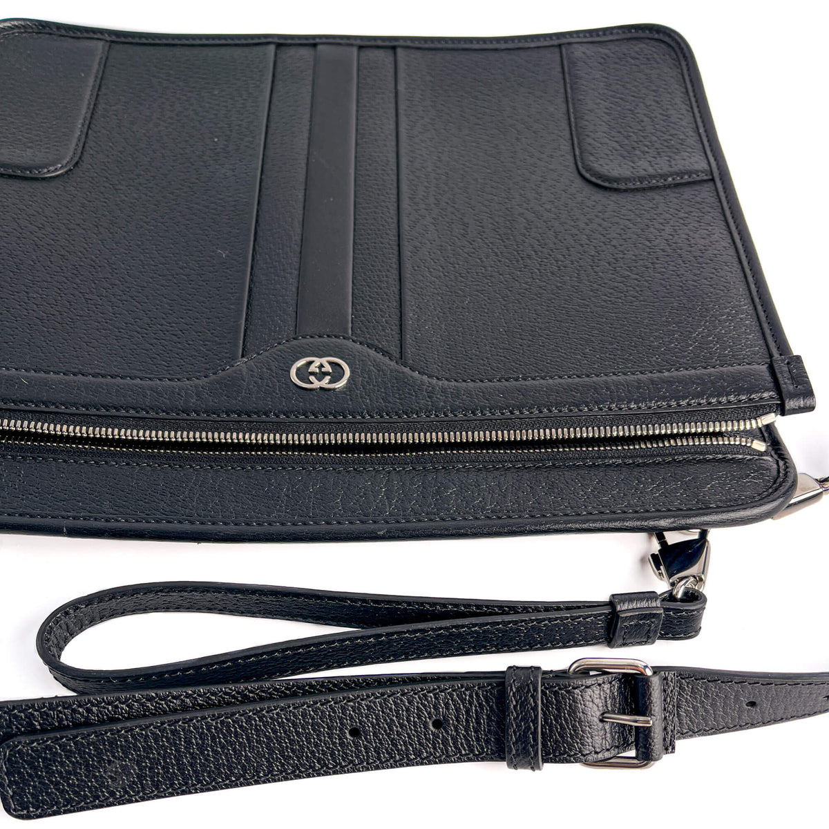 Second hand Gucci Interlocking Leather Messenger Crossbody Black - Tabita Bags