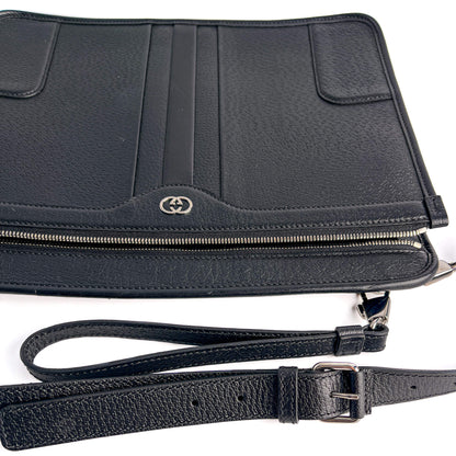 Second hand Gucci Interlocking Leather Messenger Crossbody Black - Tabita Bags