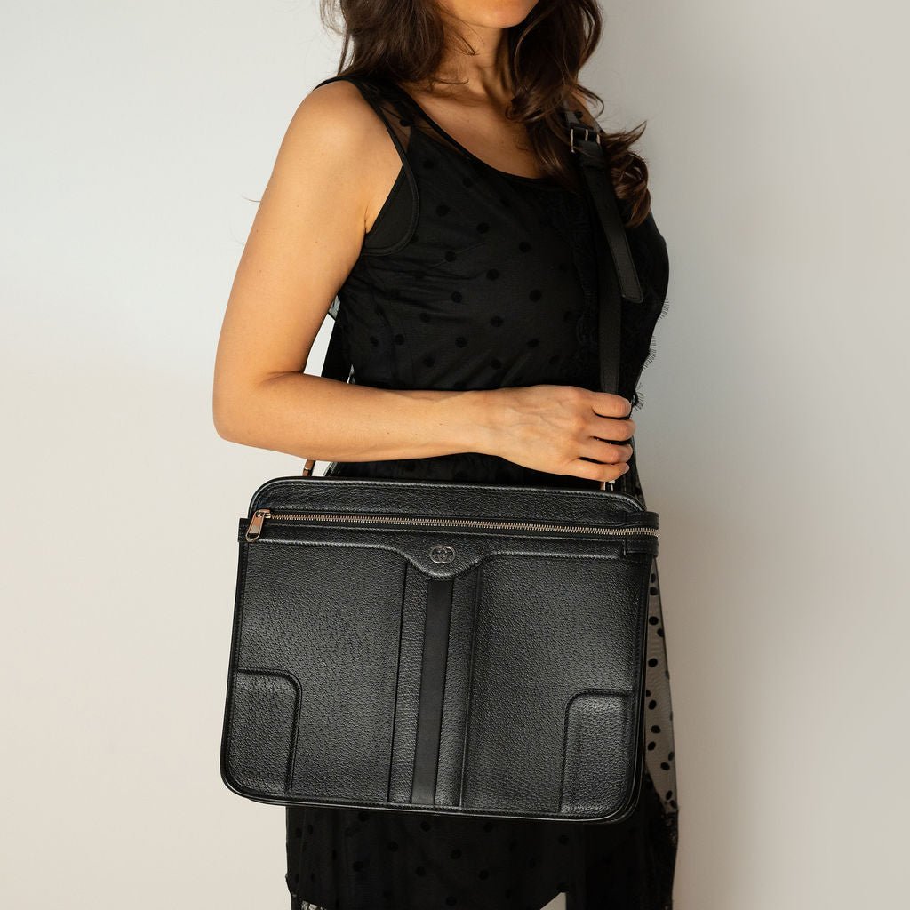 Second hand Gucci Interlocking Leather Messenger Crossbody Black - Tabita Bags