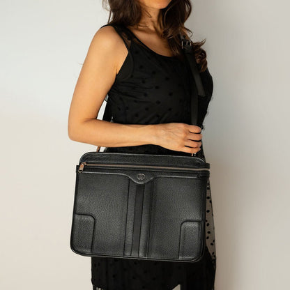 Second hand Gucci Interlocking Leather Messenger Crossbody Black - Tabita Bags