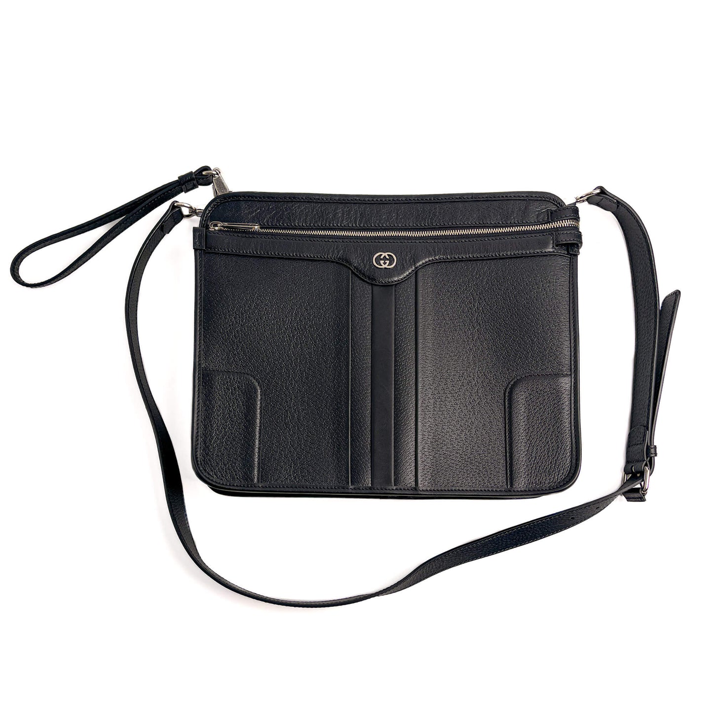 Second hand Gucci Interlocking Leather Messenger Crossbody Black - Tabita Bags