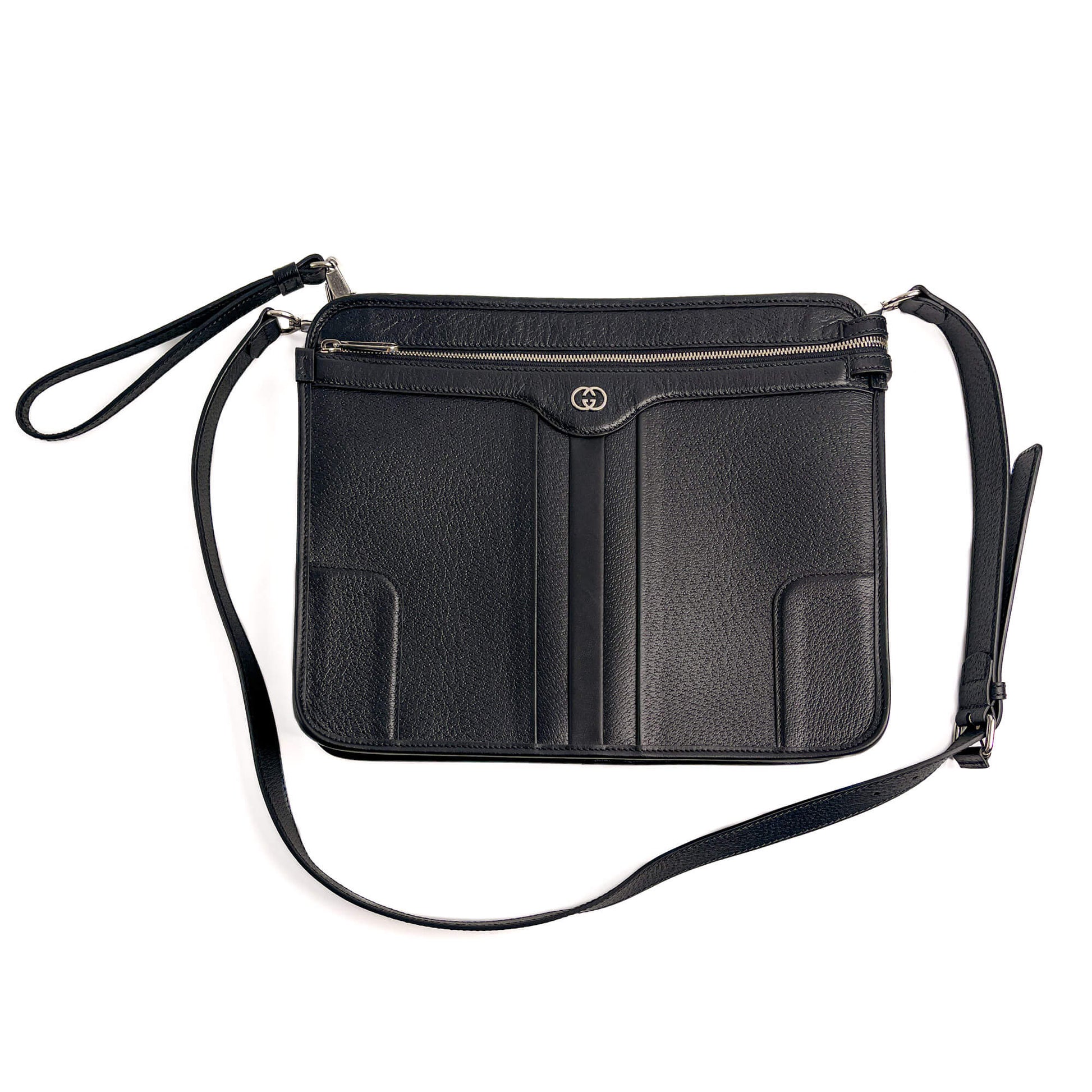 Second hand Gucci Interlocking Leather Messenger Crossbody Black - Tabita Bags
