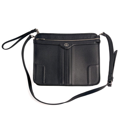 Second hand Gucci Interlocking Leather Messenger Crossbody Black - Tabita Bags