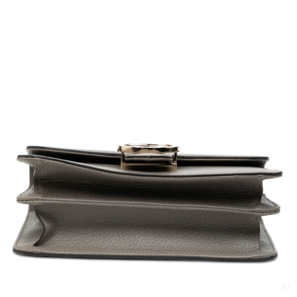 Second hand Gucci Interlocking Small Calf Leather Flap Shoulder Bag Grey - Tabita Bags